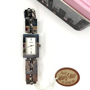 NWT Fossil Vintage Women's Watch Y2K Chunky Silver Tone Bracelet Link ES-9418